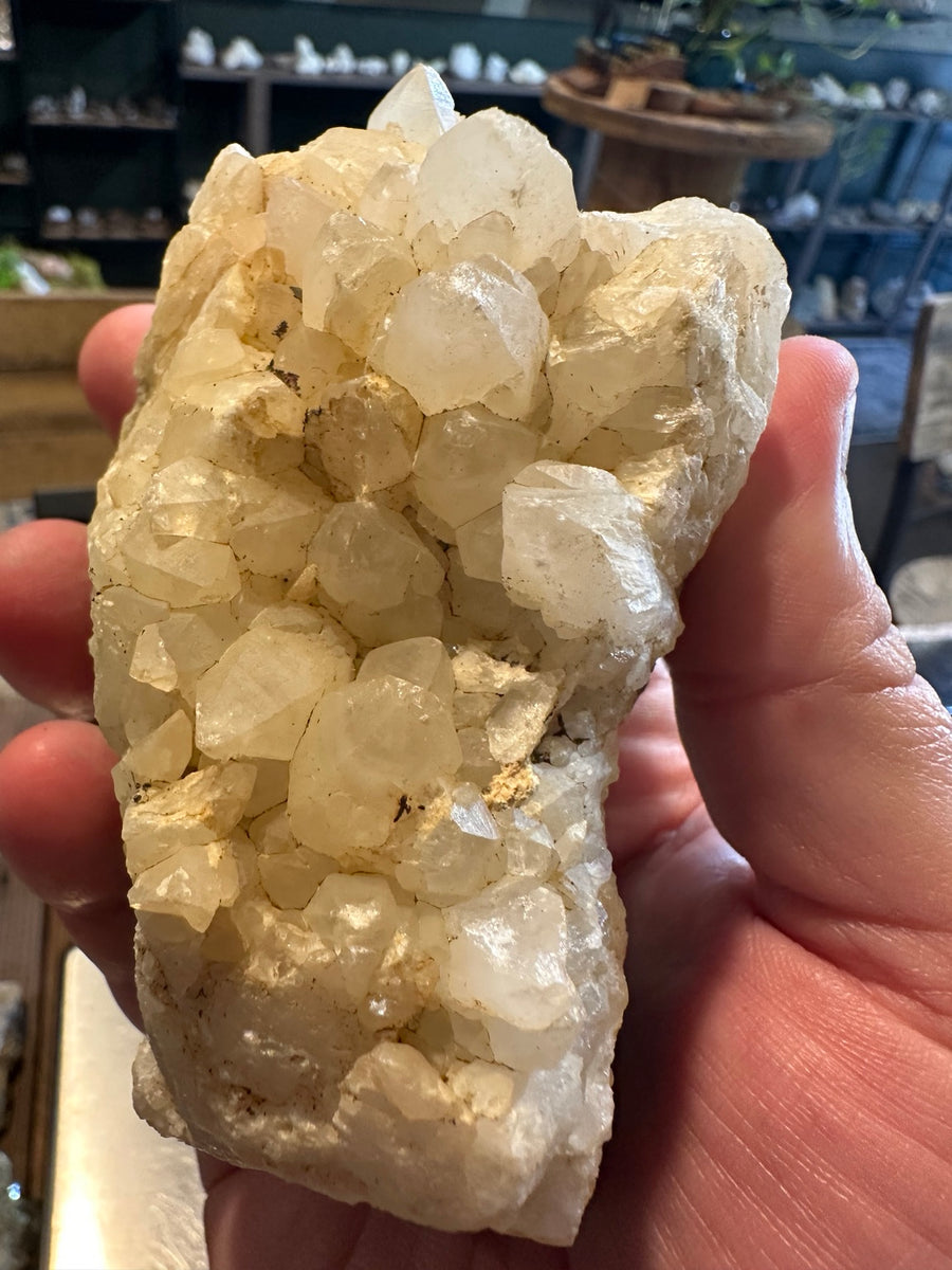 Comstock Lode calcite and quartz crystal cluster from Virginia City Nevada, 1 lb 6.2 oz, upright crystal view