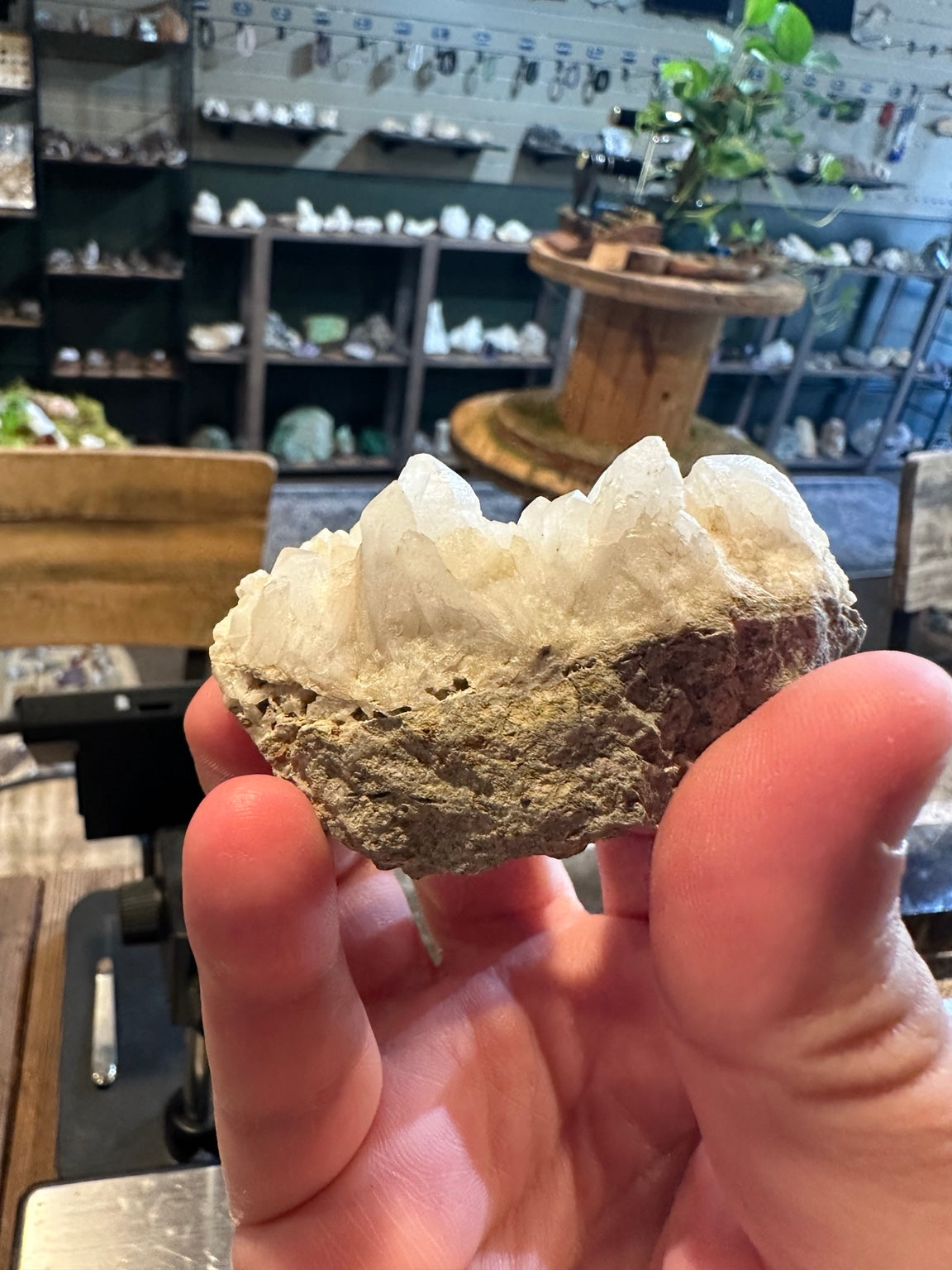 Comstock Lode calcite and quartz crystal cluster from Virginia City Nevada, 4 oz, side profile