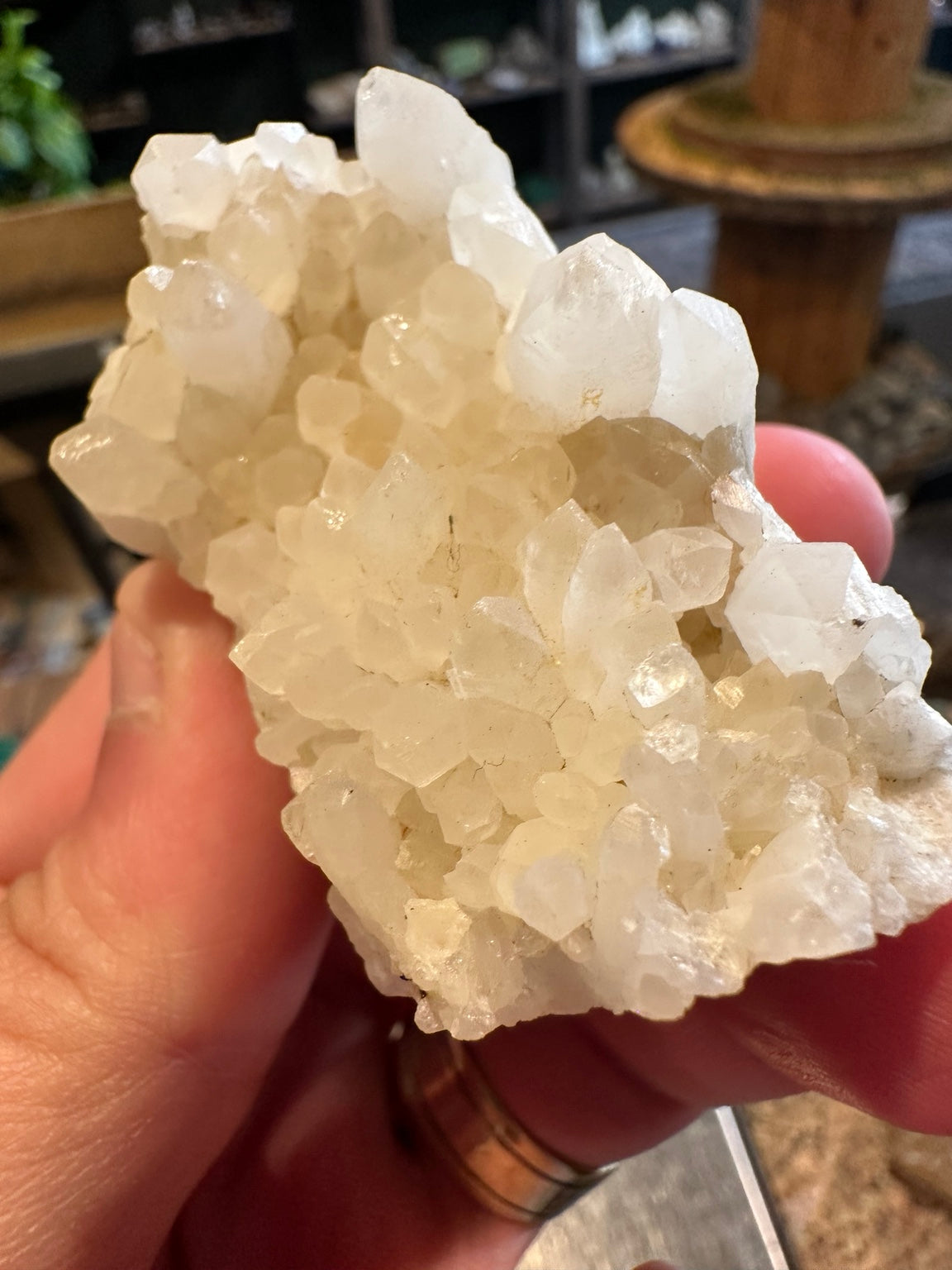 Comstock Lode calcite and quartz crystal cluster from Virginia City Nevada, 4 oz, front crystal view
