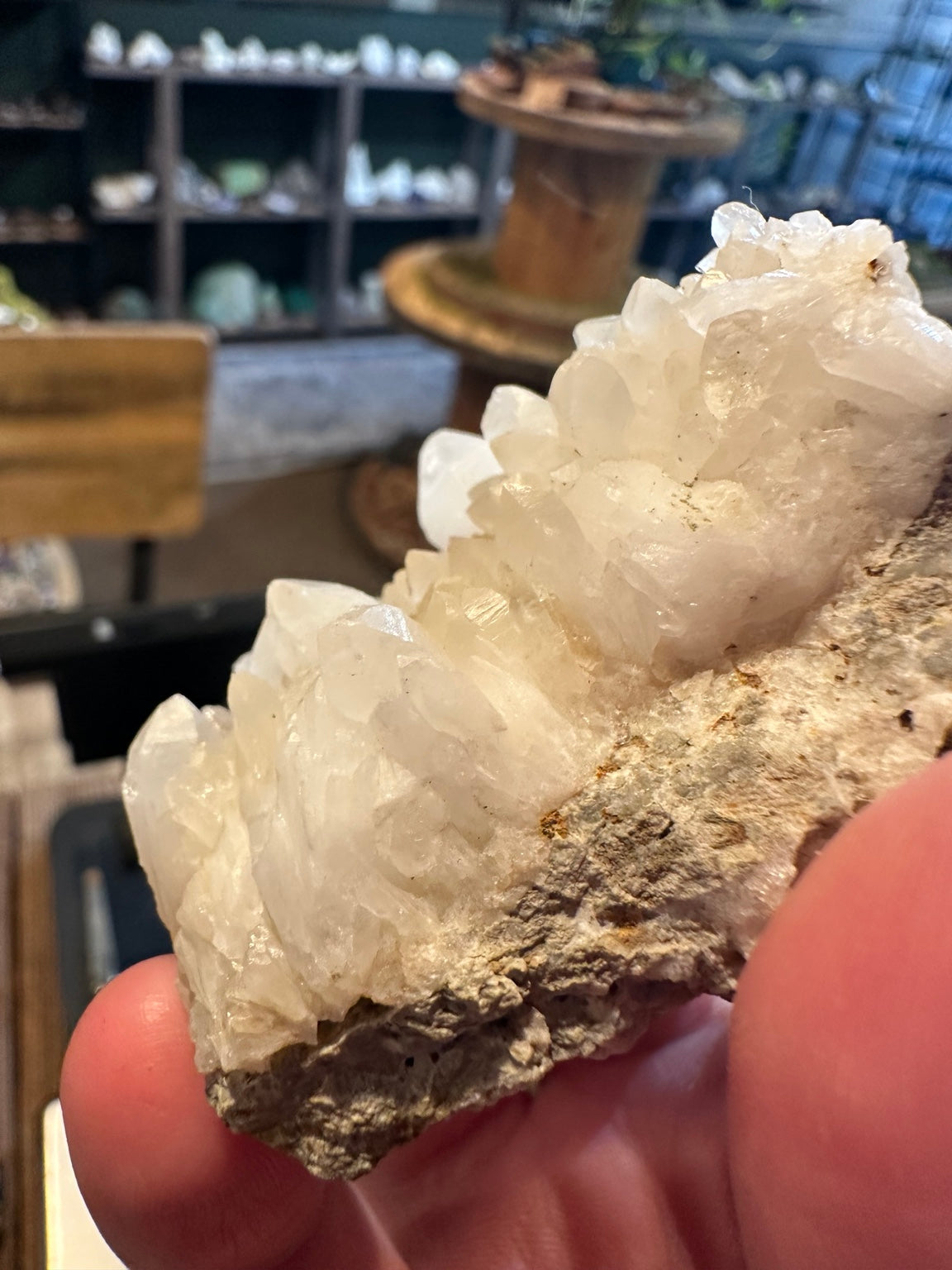 Comstock Lode calcite and quartz crystal cluster from Virginia City Nevada, 4 oz, matrix side view