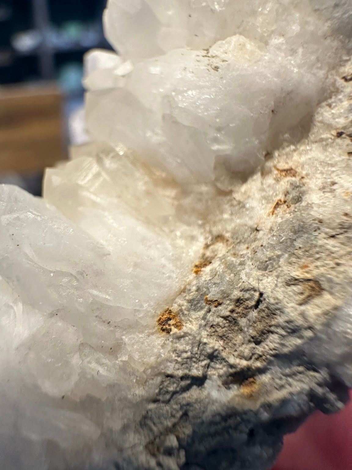 Comstock Lode calcite and quartz crystal cluster from Virginia City Nevada, 4 oz, matrix close-up