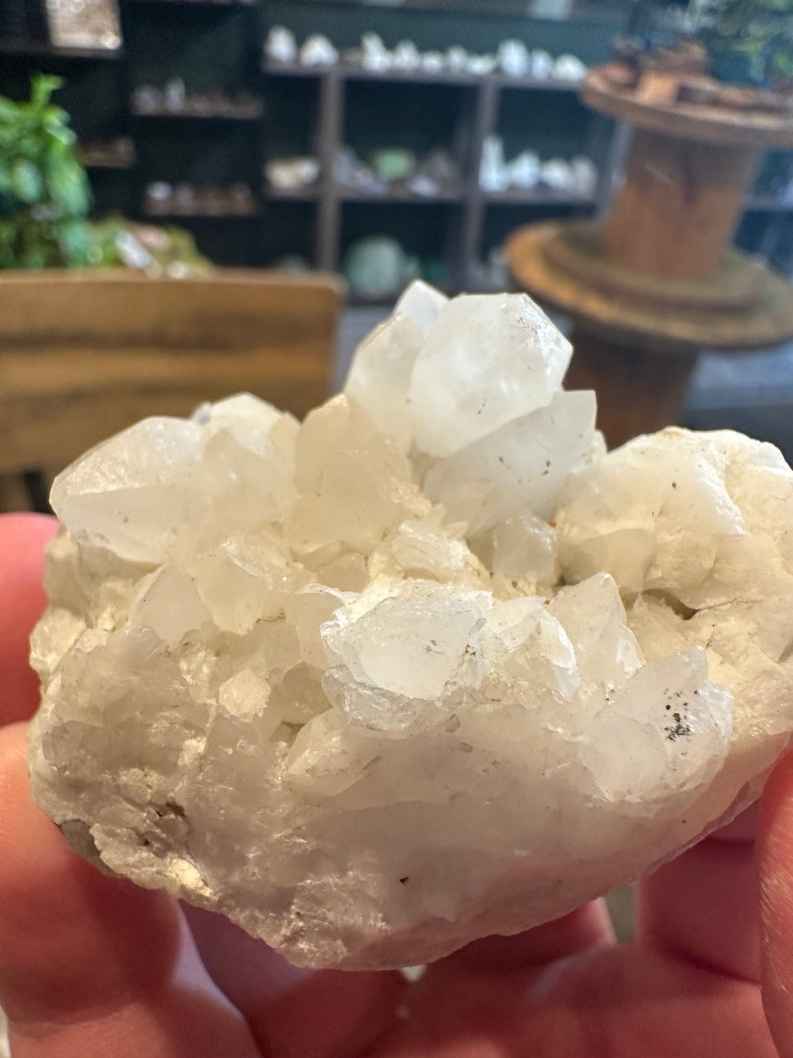 Comstock Lode calcite and quartz crystal cluster from Virginia City Nevada, 3.7 oz, reverse view