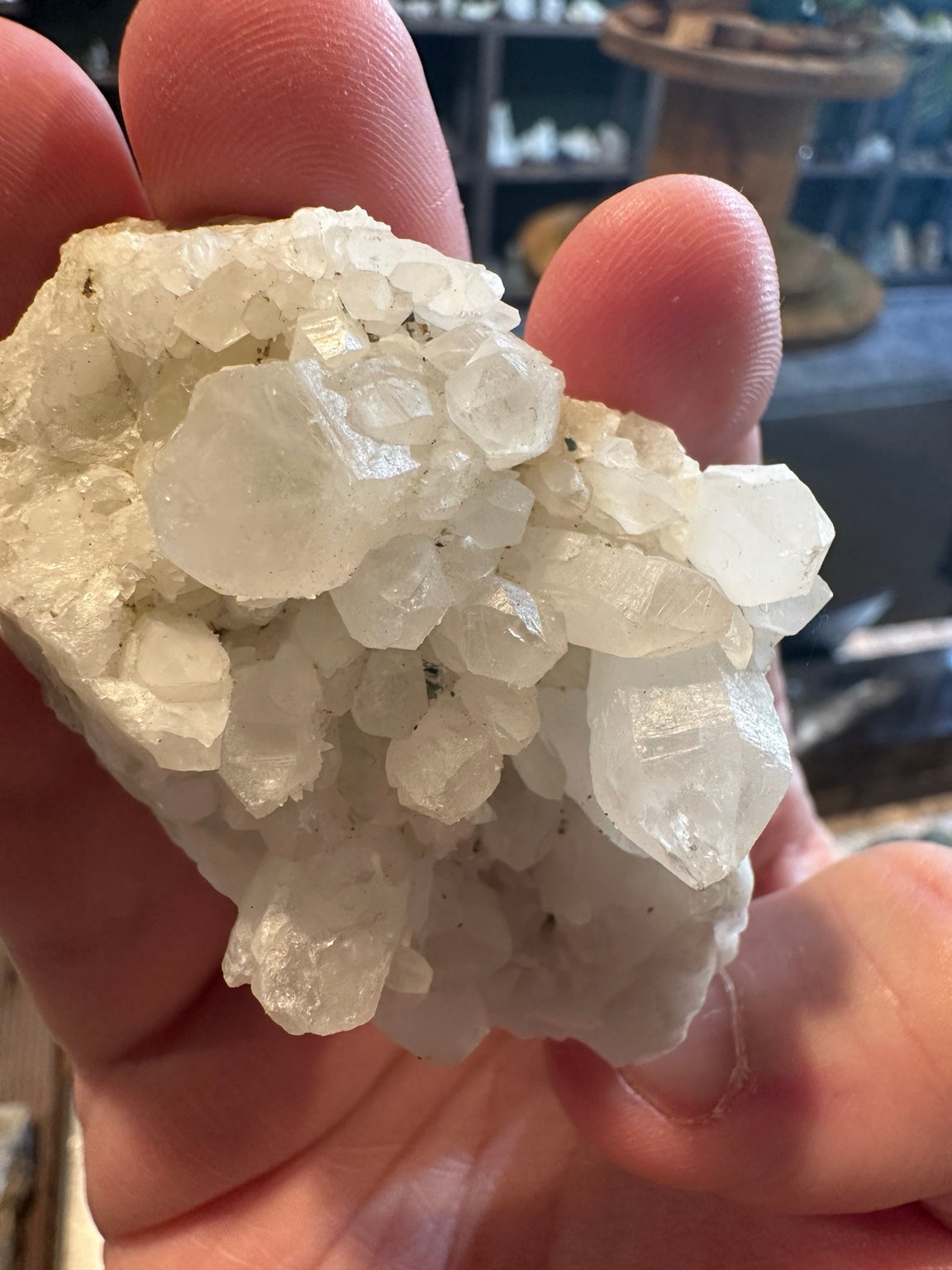Comstock Lode calcite and quartz crystal cluster from Virginia City Nevada, 3.7 oz, close-up crystal detail