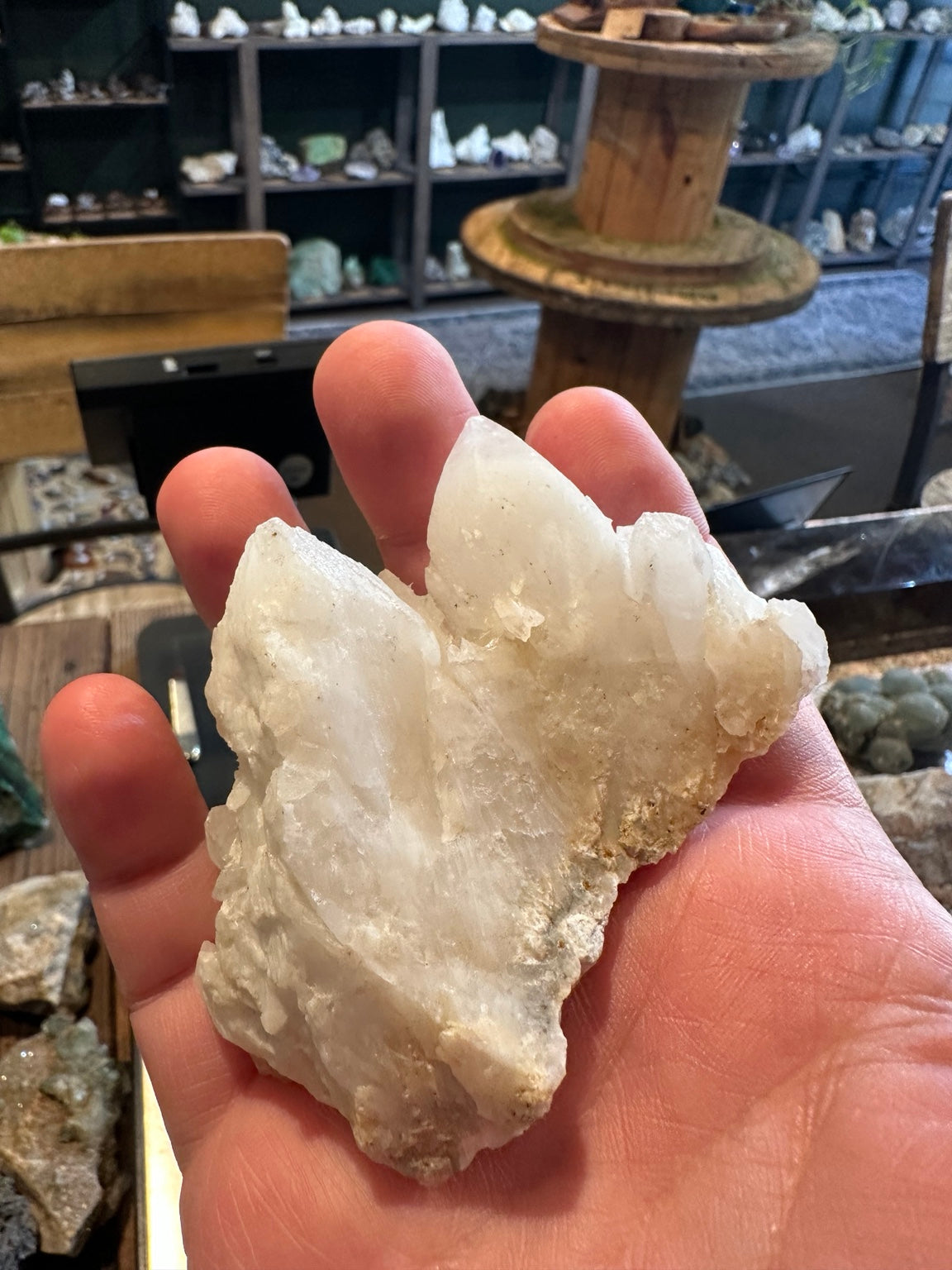 Comstock Lode calcite and quartz crystal cluster from Virginia City Nevada, 5.1 oz, side view