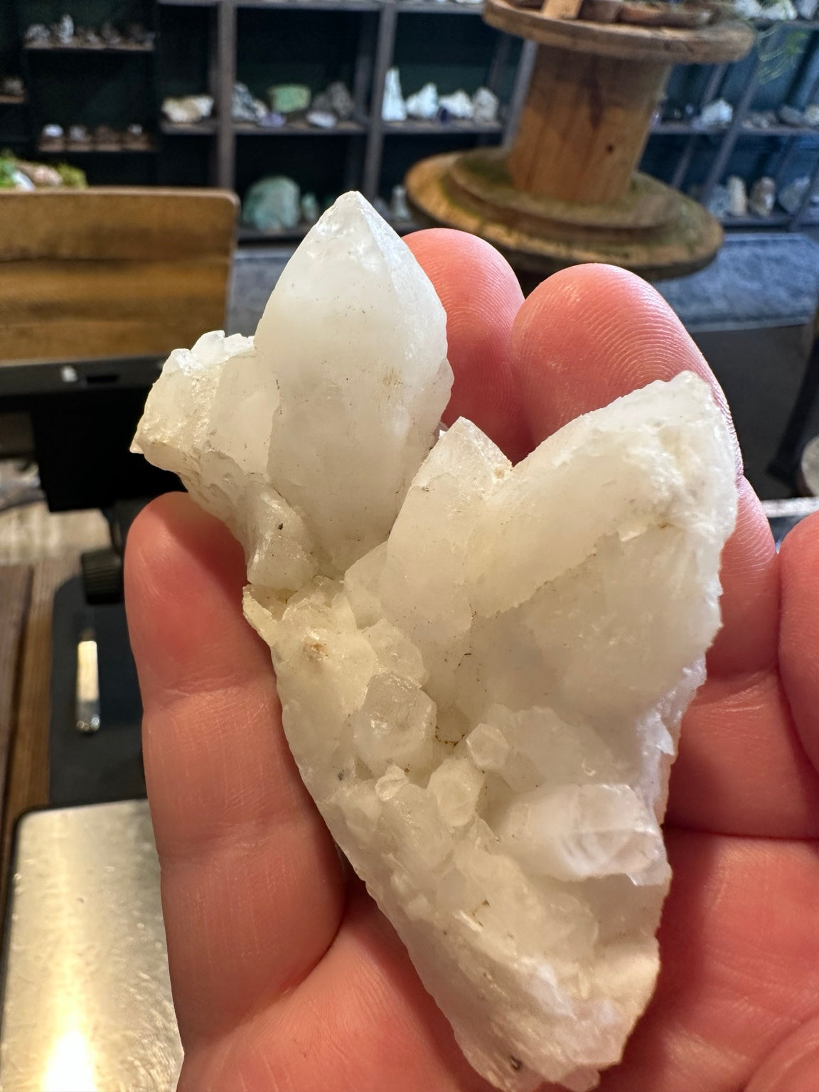Comstock Lode calcite and quartz crystal cluster from Virginia City Nevada, 5.1 oz, front view