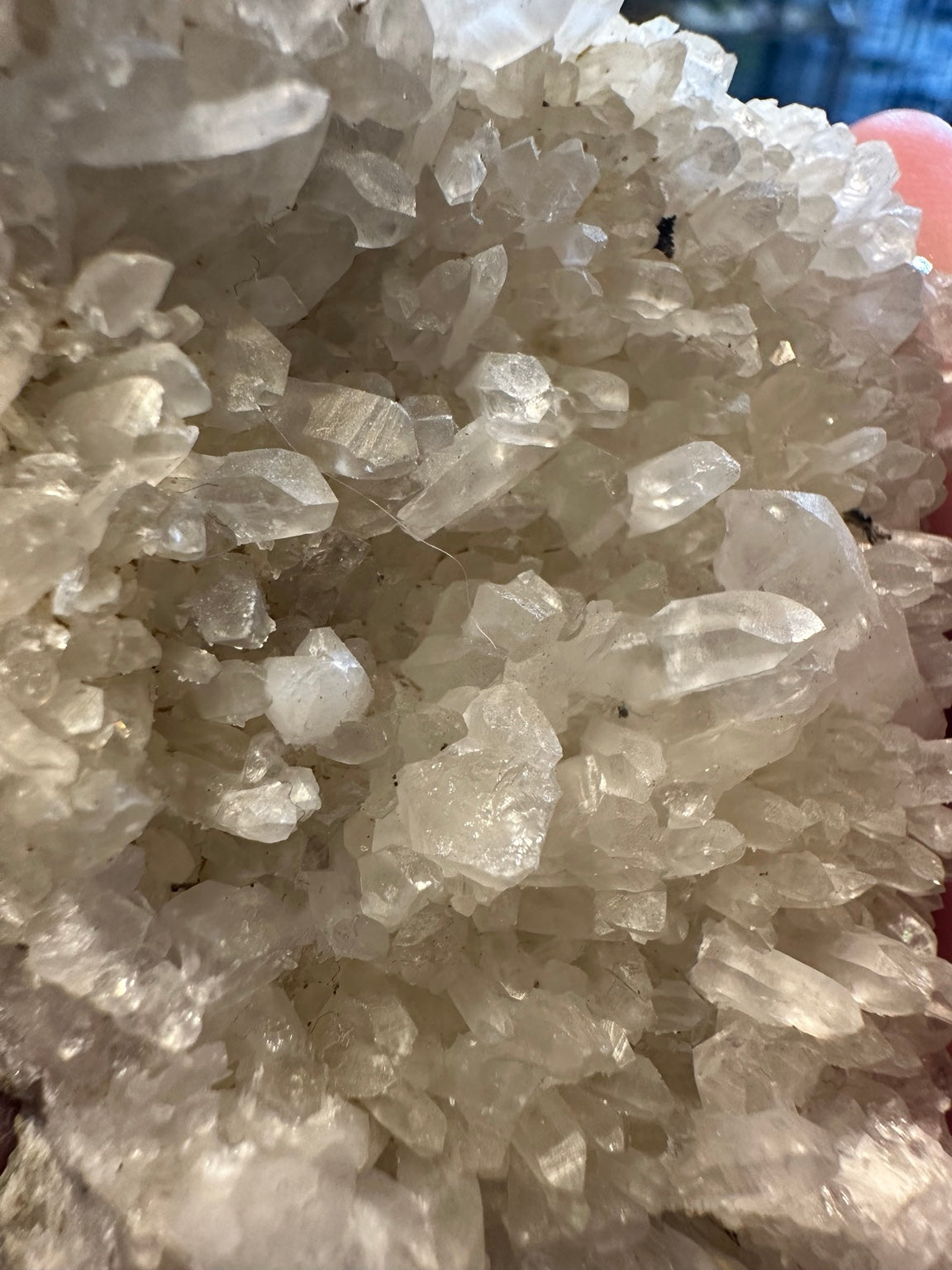 Comstock Lode calcite and quartz crystal cluster from Virginia City Nevada, 6.2 oz, close-up