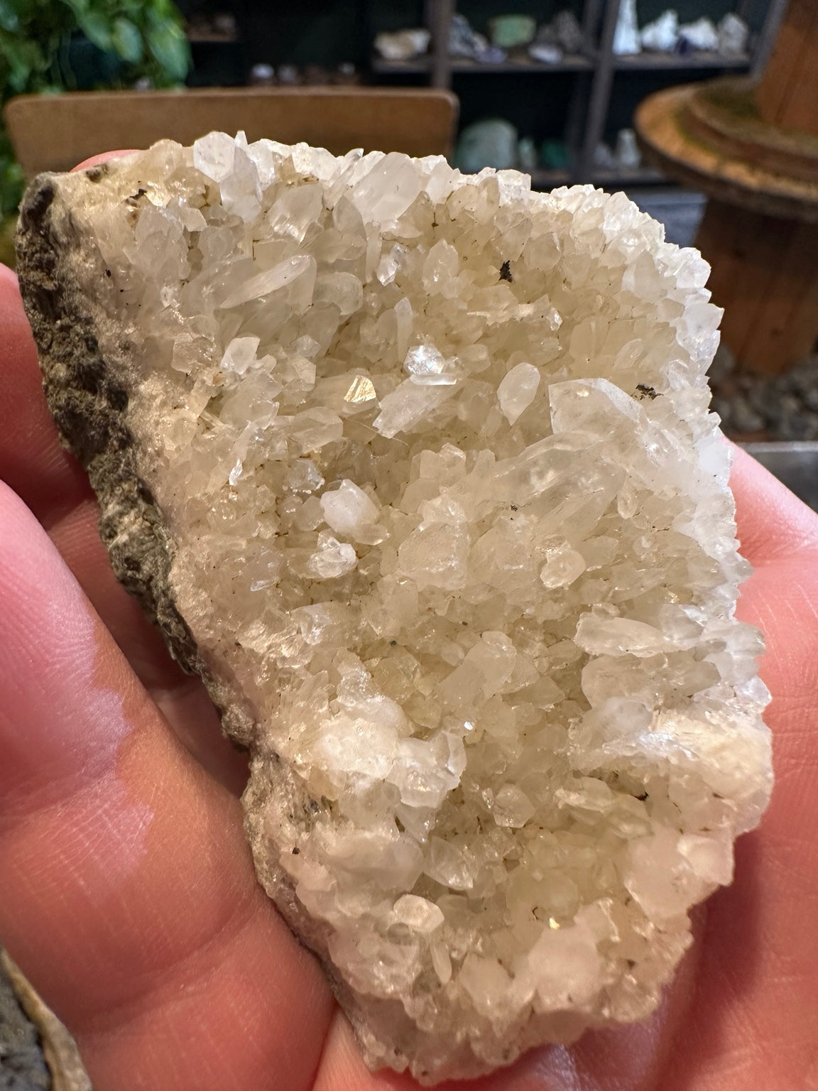 Comstock Lode calcite and quartz crystal cluster from Virginia City Nevada, 6.2 oz, overall front view