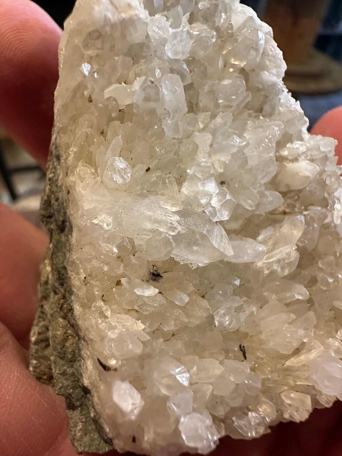 Comstock Lode calcite and quartz crystal cluster from Virginia City Nevada, 6.2 oz, matrix reverse view