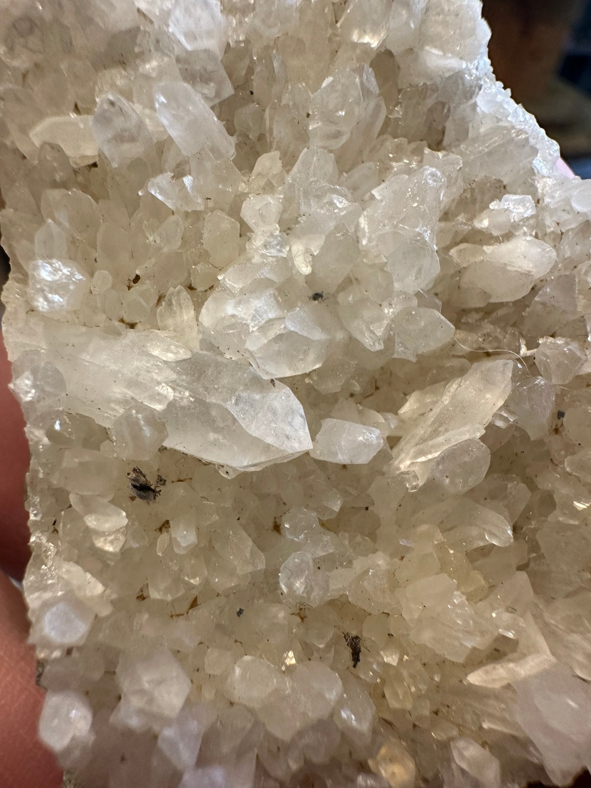 Comstock Lode calcite and quartz crystal cluster from Virginia City Nevada, 6.2 oz, macro crystal view