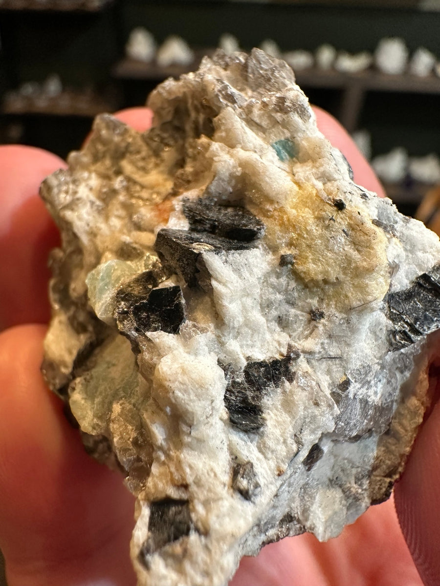 Mexico aquamarine beryl and black tourmaline in pegmatite, 2.1 oz, view 1