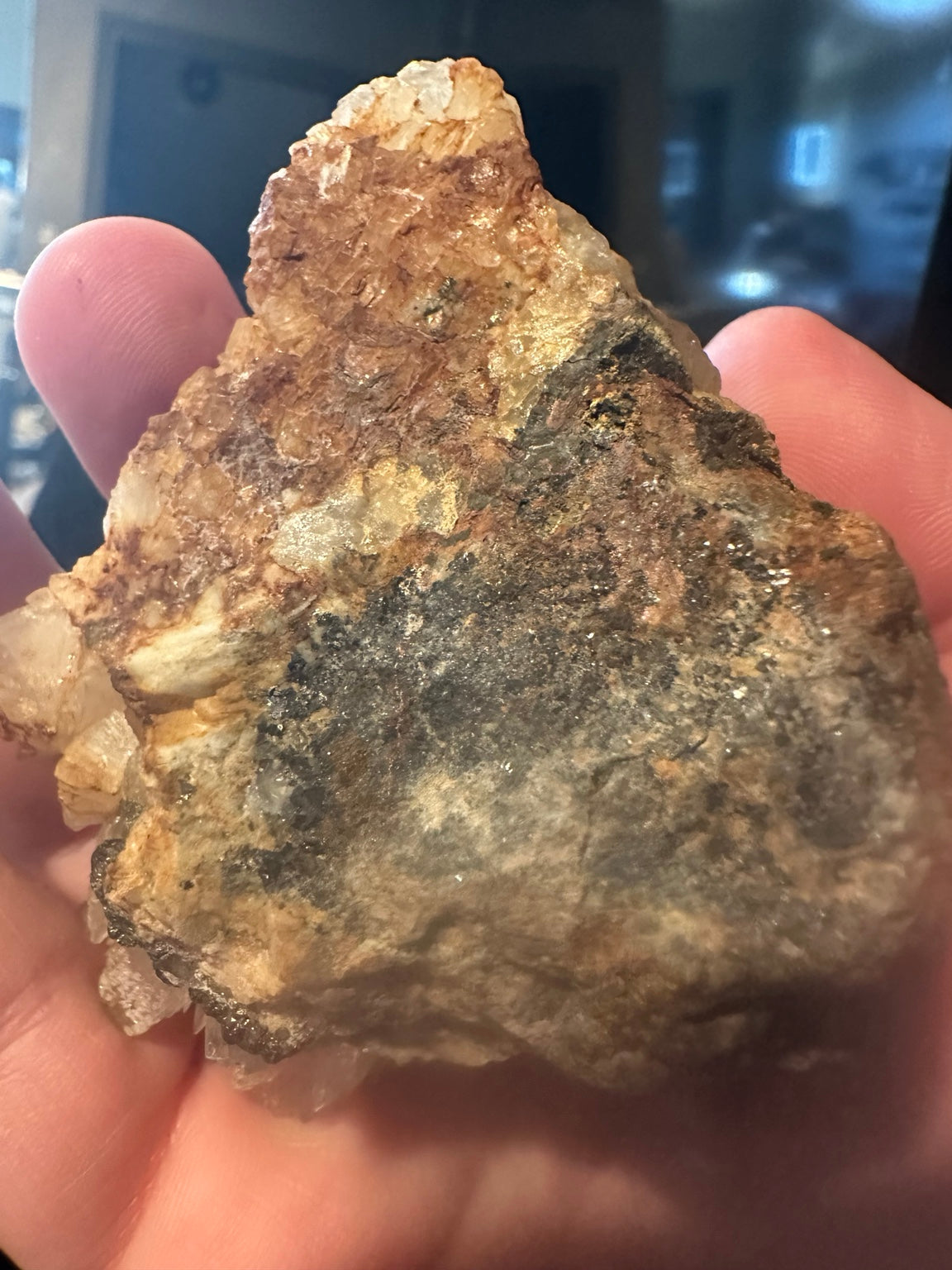 Iron-stained quartz crystal cluster on matrix from Mexico — view 8 of 8