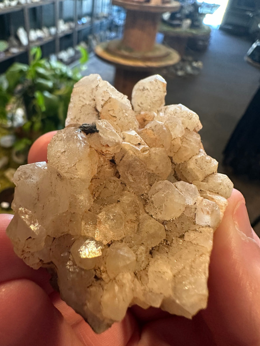 Quartz crystal cluster with iron oxide matrix from Mexico