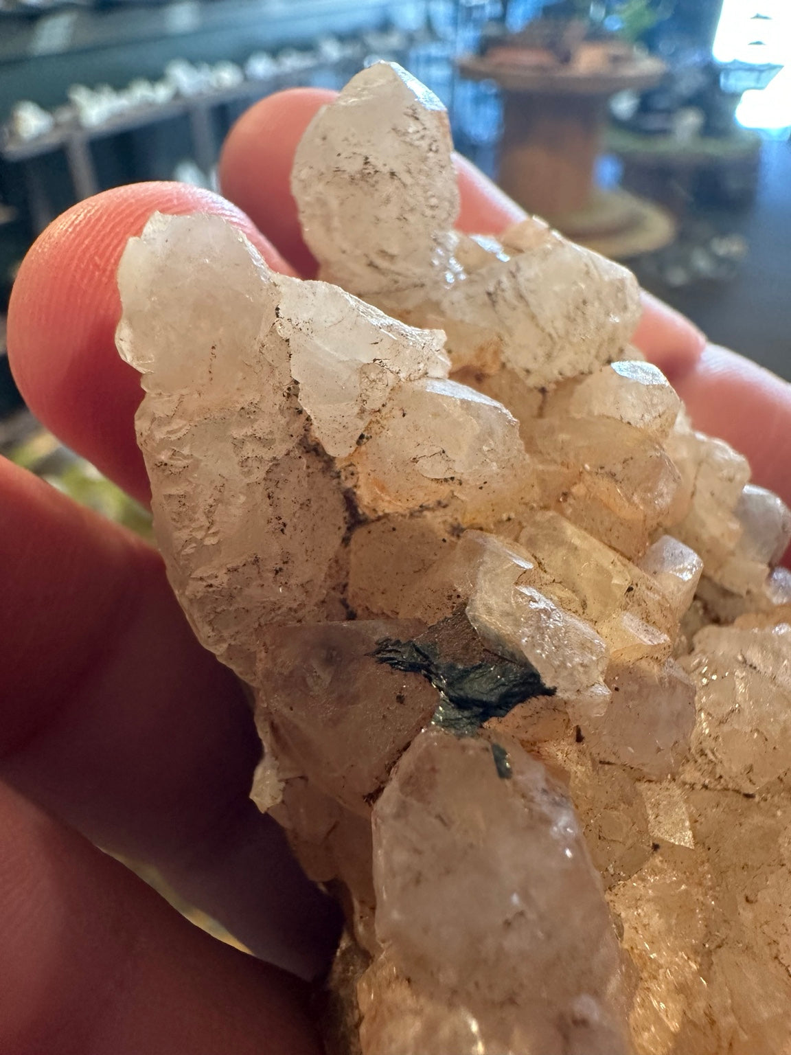 Natural quartz crystal cluster on rugged dark matrix