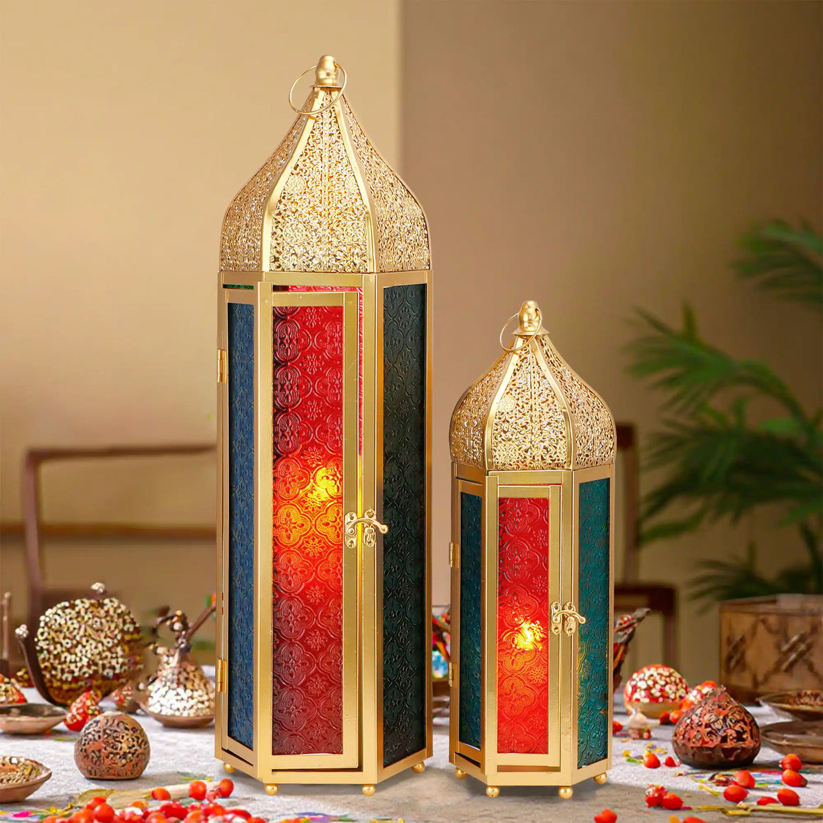 Set of 2 Decorative Ramadan Candle Lanterns