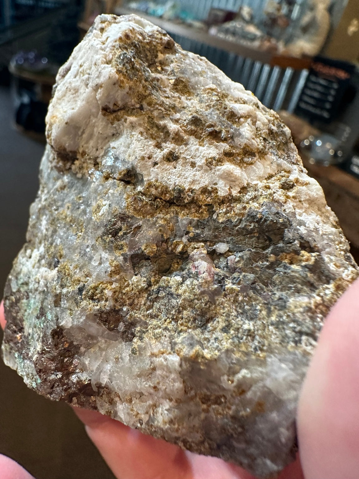 Copper-bearing mineralization on quartz matrix Reno Nevada 7 ounce specimen view 3