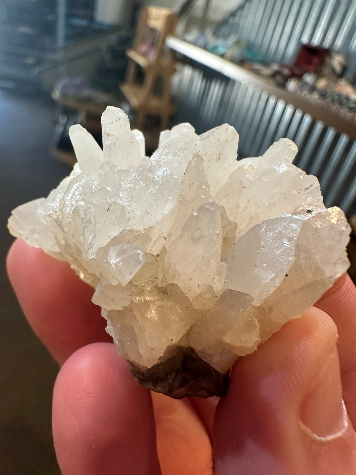 Nevada milky white calcite crystal cluster, 2.5 oz, original specimen photo 1