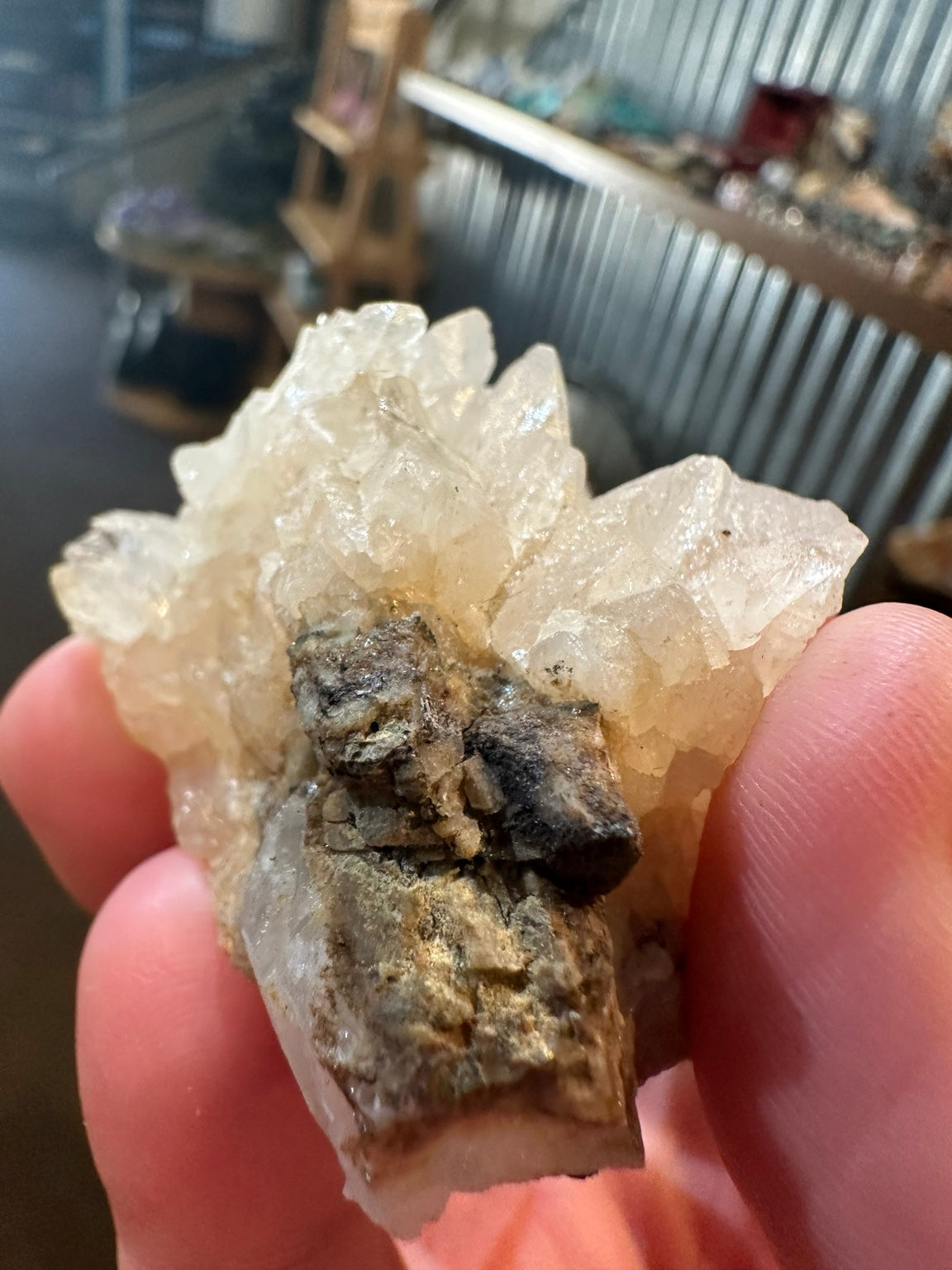 Nevada milky white calcite crystal cluster, 2.5 oz, original specimen photo 2