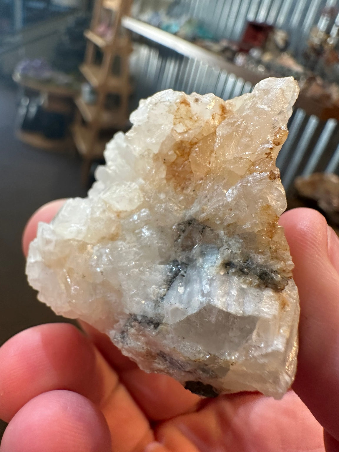 Nevada milky white calcite crystal cluster, 2.5 oz, original specimen photo 3