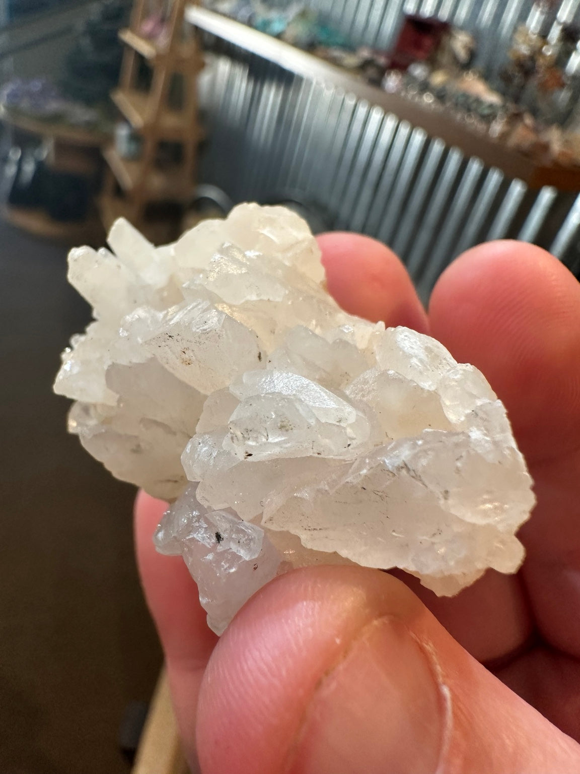 Nevada milky white calcite crystal cluster, 2.5 oz, original specimen photo 4