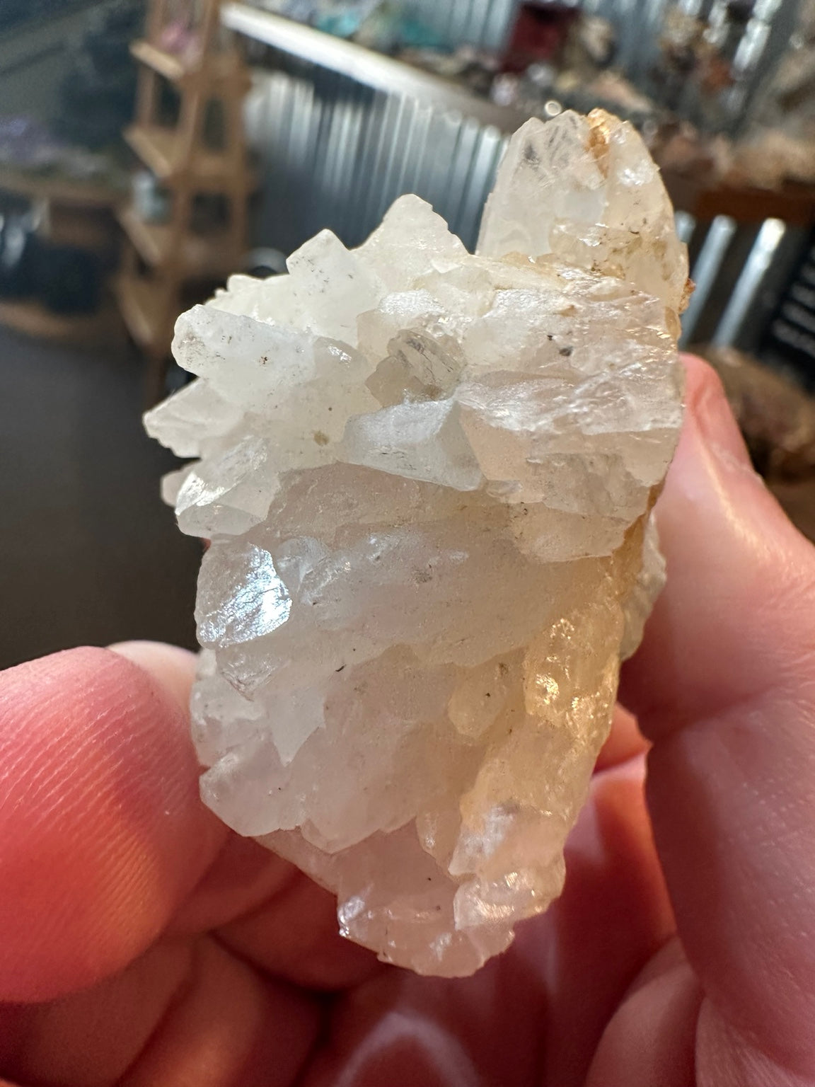 Nevada milky white calcite crystal cluster, 2.5 oz, original specimen photo 5
