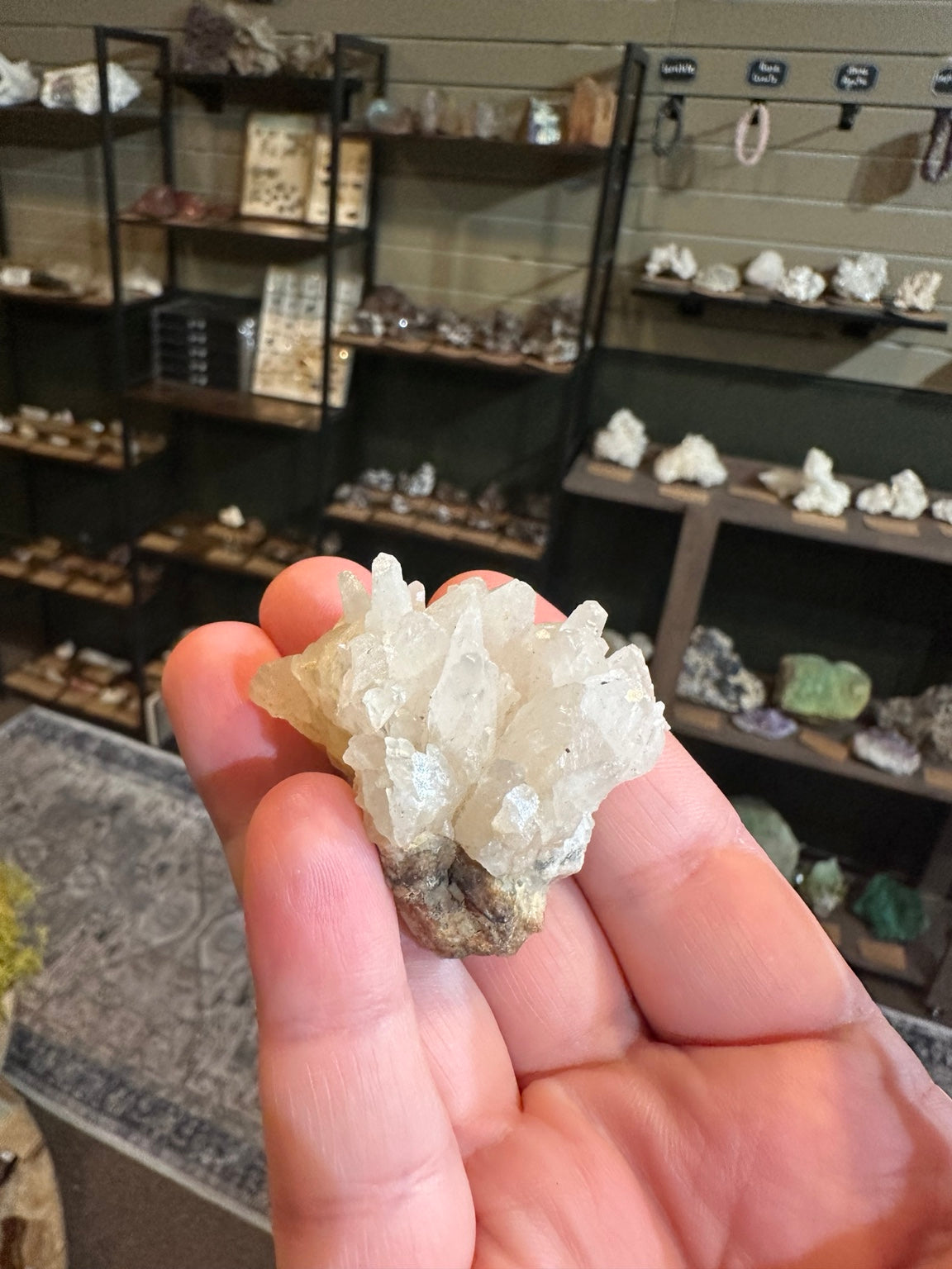 Nevada milky white calcite crystal cluster, 2.5 oz, original specimen photo 6