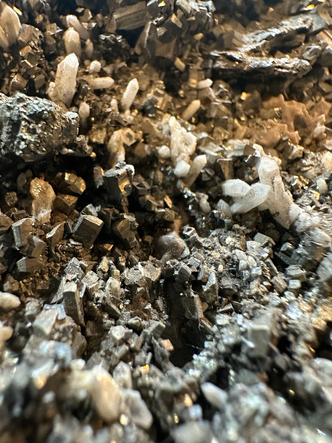 Pyrite with quartz crystal cluster, 22.1 oz — view 2