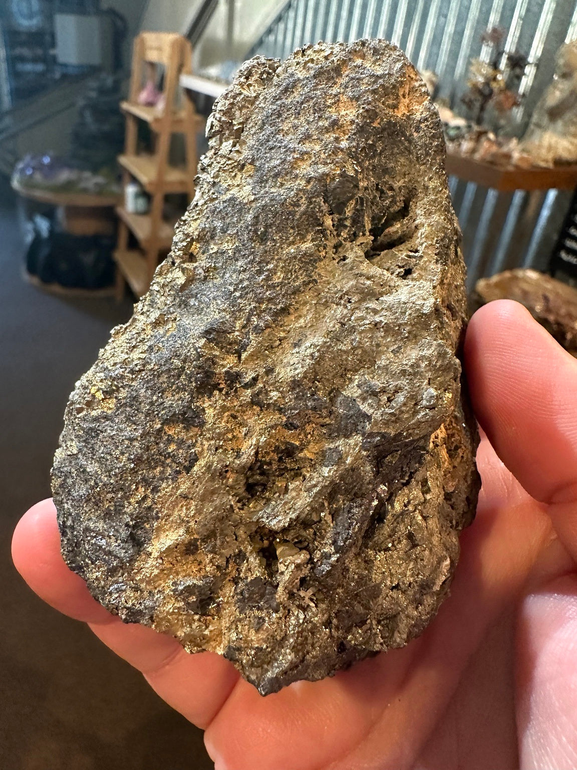 Pyrite with quartz crystal cluster, 22.1 oz — view 4