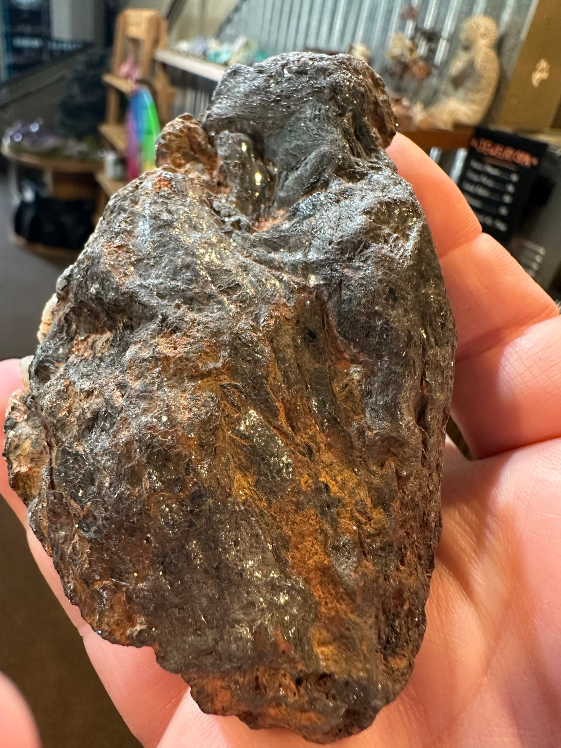 Western United States 18.7 ounce iron oxide hematite goethite mineral with metallic radiating texture, photo 2