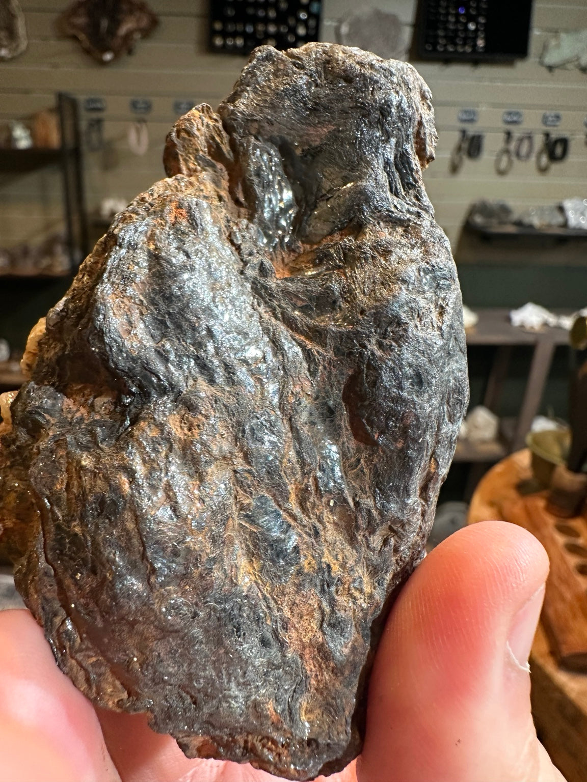 Western United States 18.7 ounce iron oxide hematite goethite mineral with metallic radiating texture, photo 6