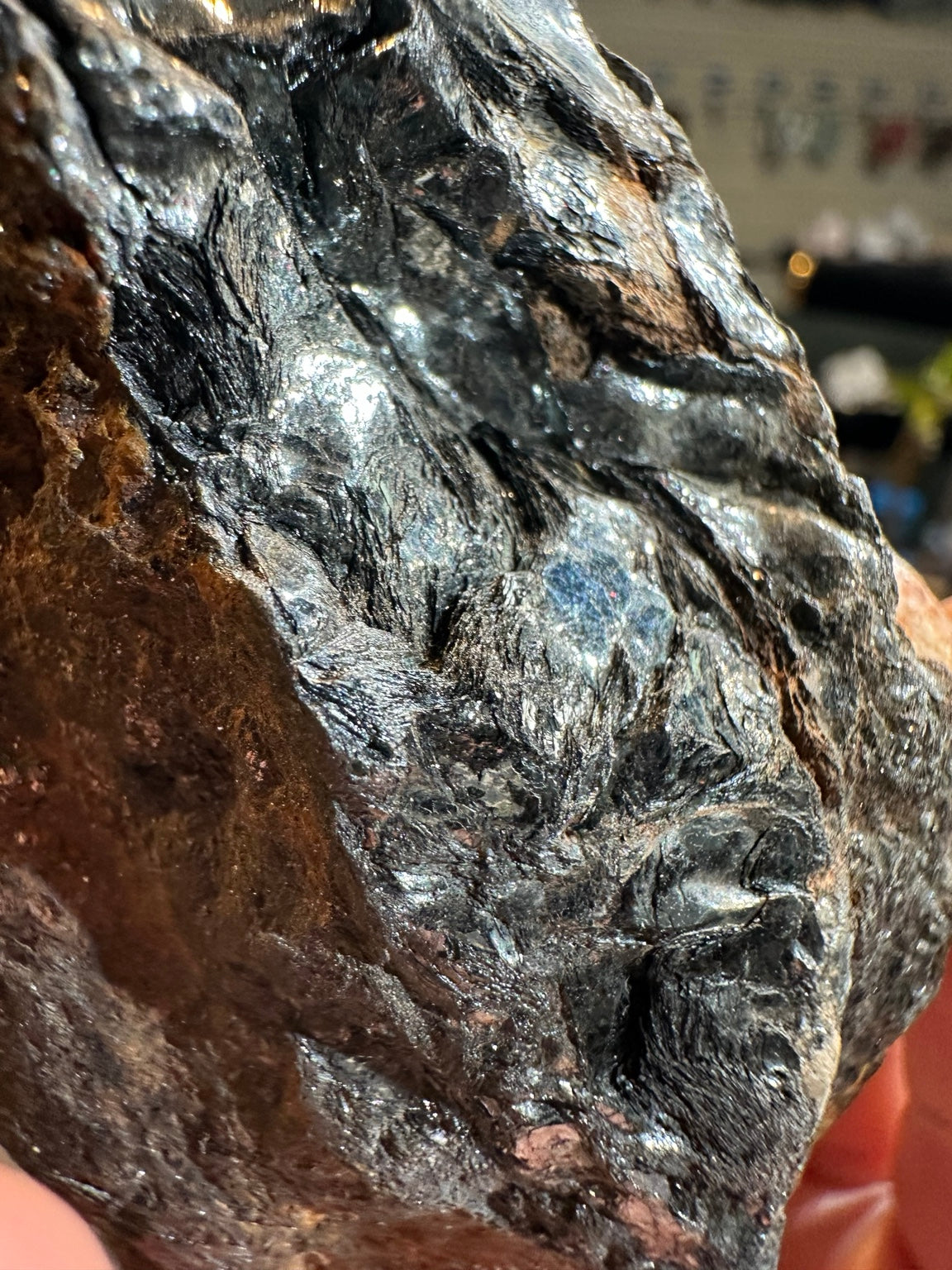 Western United States 18.7 ounce iron oxide hematite goethite mineral with metallic radiating texture, photo 7